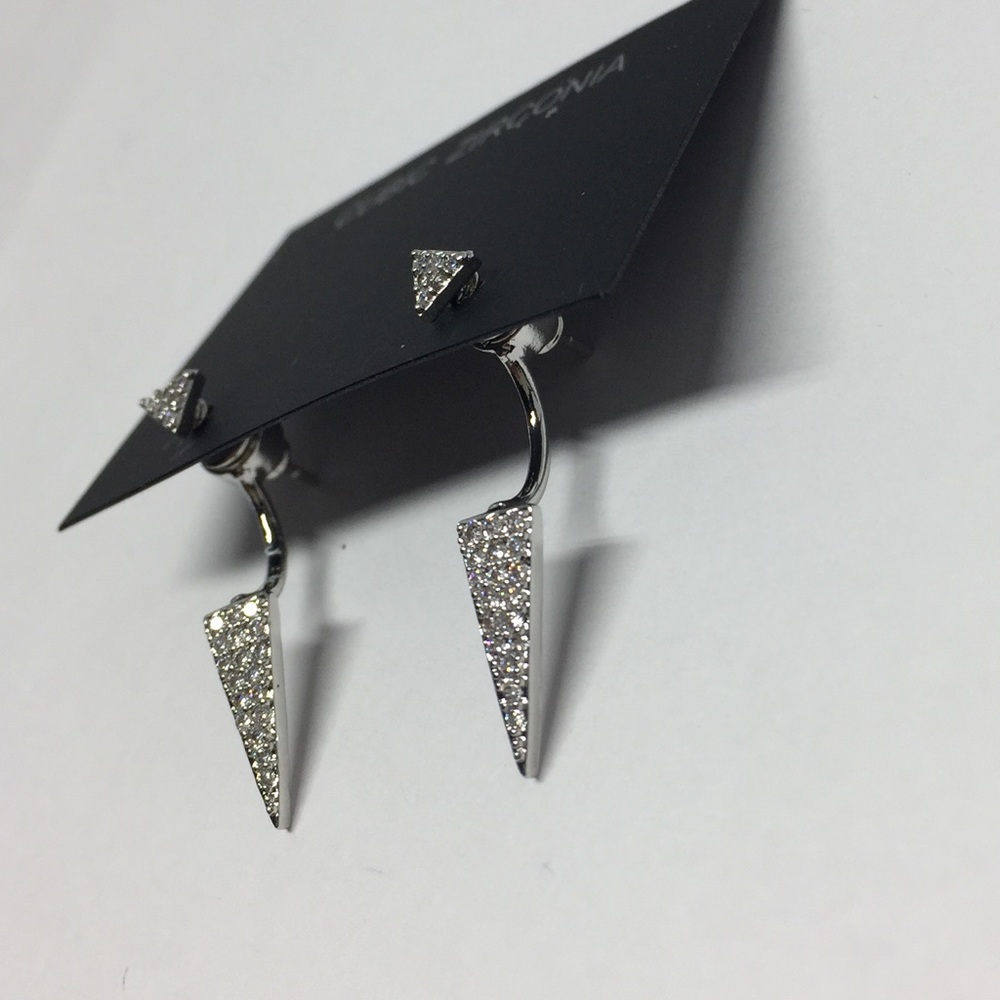 Double Side Cubic Zirconia Earring - Picture 5 of 8